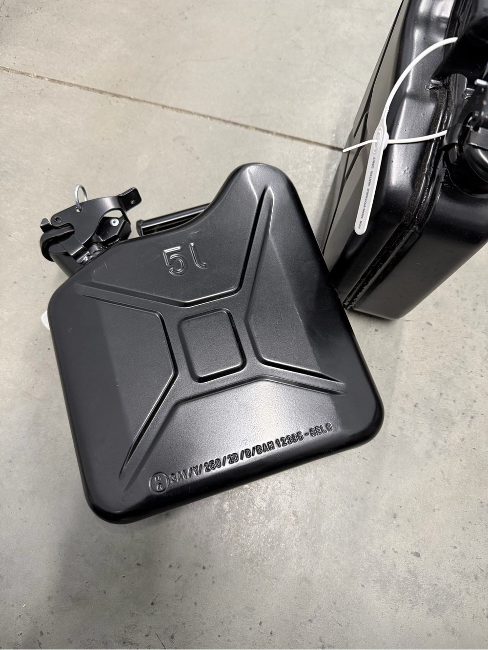 Two 5L Leak Proof Metal Jerry Cans Black NEW